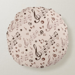 Music pattern round pillow