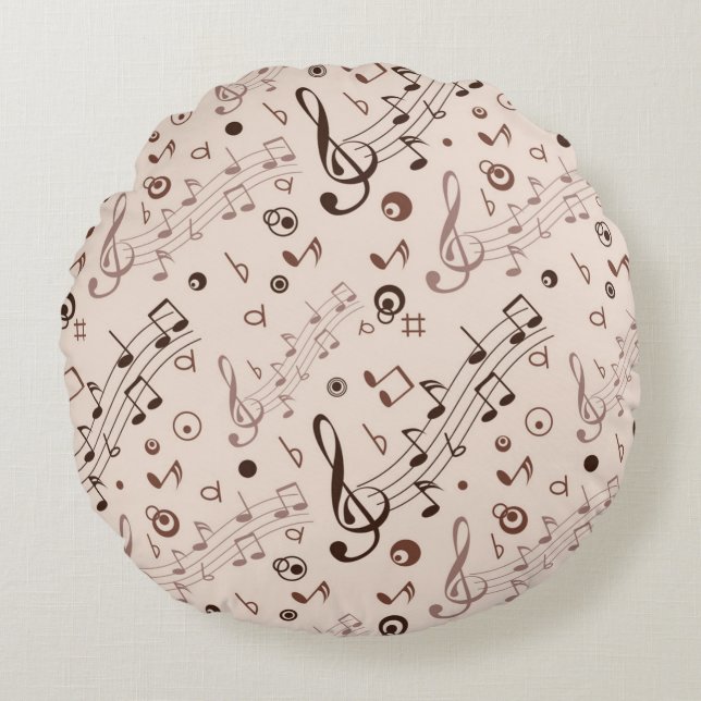 Music pattern round pillow (Front)