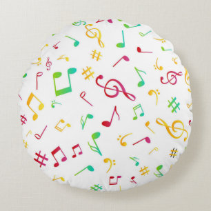 Music pattern round pillow