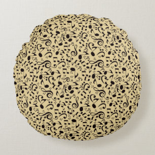 Music pattern round pillow