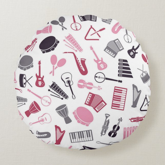 Music pattern round pillow (Front)