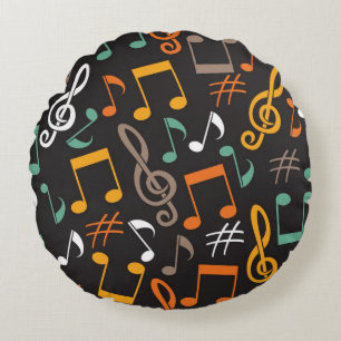 Music pattern round pillow