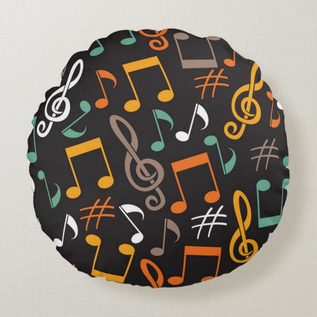 Music pattern round pillow (Front)