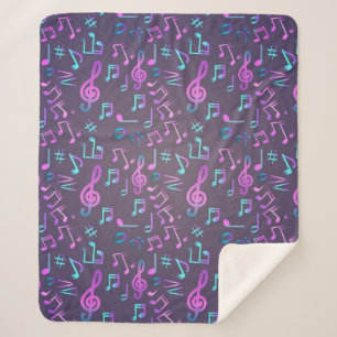 Music pattern sherpa blanket
