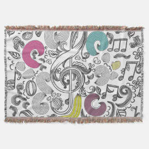 Music pattern throw blanket