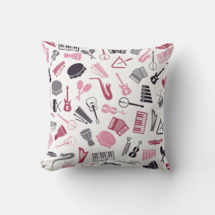 Music pattern throw pillow
