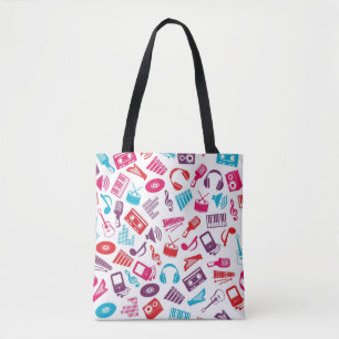 Music pattern tote bag