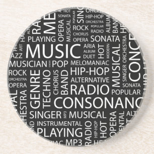 MUSIC pattern word cloud Coaster