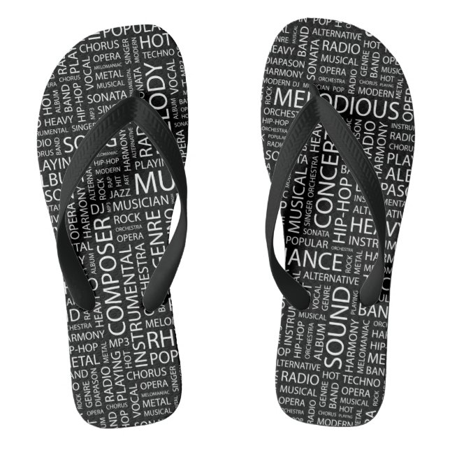 MUSIC pattern word cloud Flip Flops (Footbed)