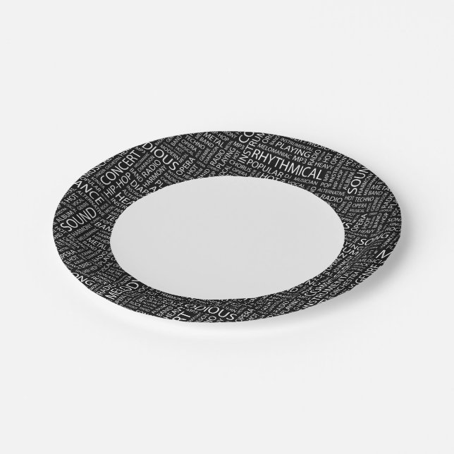 MUSIC pattern word cloud Paper Plate (Angled)