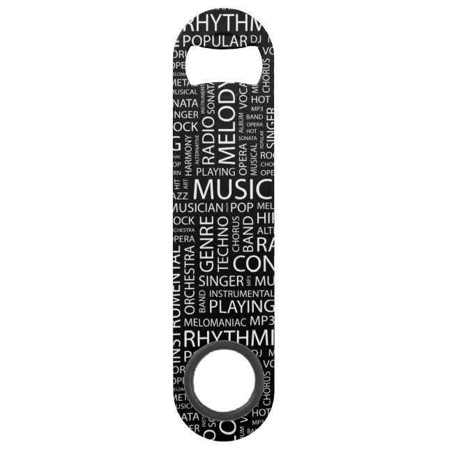 MUSIC pattern word cloud Speed Bottle Opener (Front)