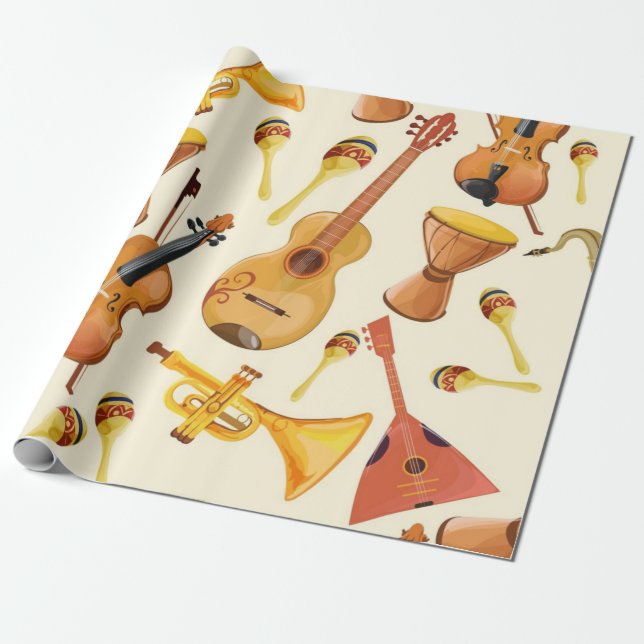 Music pattern wrapping paper (Unrolled)