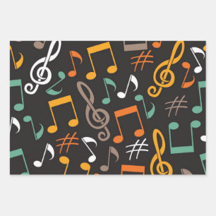 Music pattern wrapping paper sheet