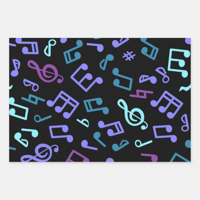 Music pattern wrapping paper sheet (Front)