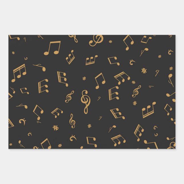 Music pattern wrapping paper sheet (Front)
