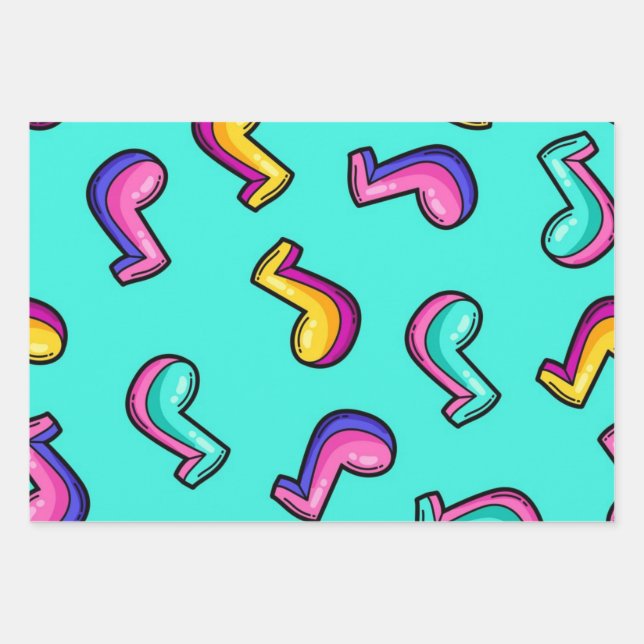 Music pattern wrapping paper sheet (Front)