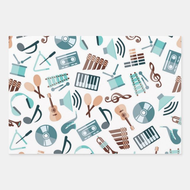 Music pattern wrapping paper sheet (Front)