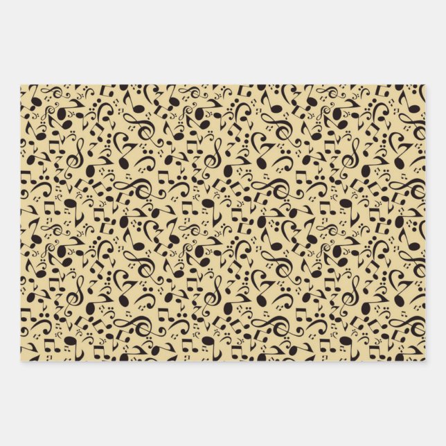 Music pattern wrapping paper sheet (Front)