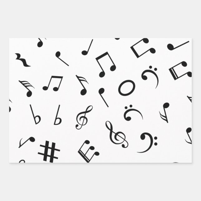 Music pattern wrapping paper sheet (Front)