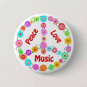 Music Peace Love 2 Inch Round Button