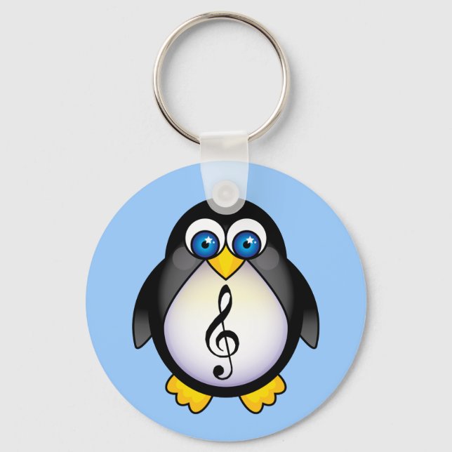 Music Penguin Treble Clef Keychain (Front)