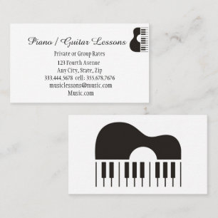 Music Piano Guitar Lessons Teacher Instructor  Business Card