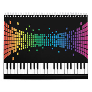 Music piano instrumental keyboard multicolored calendar