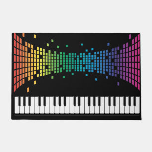 Music piano instrumental keyboard multicolored  doormat