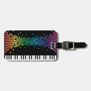 Music piano instrumental keyboard multicolored luggage tag