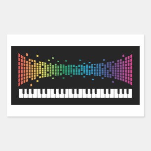 Music piano instrumental keyboard multicolored sticker