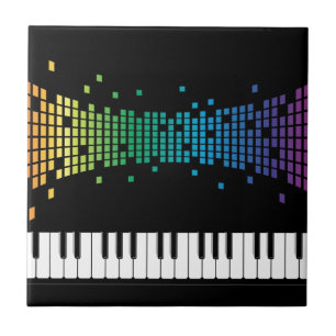 Music piano instrumental keyboard multicolored tile