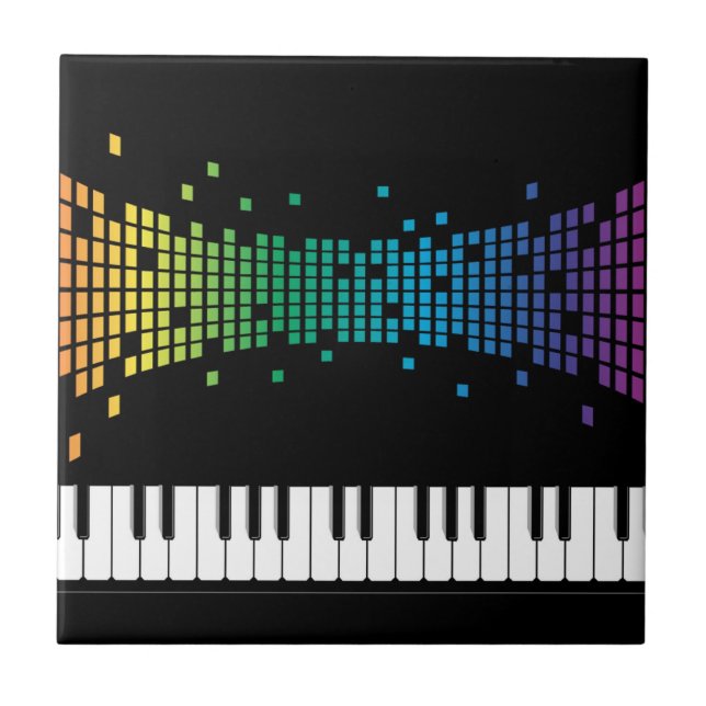 Music piano instrumental keyboard multicolored  tile (Front)
