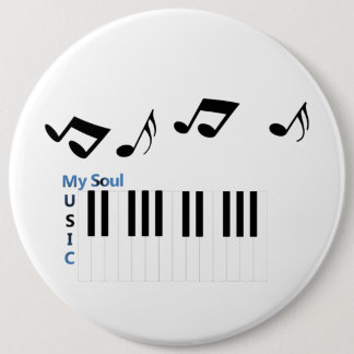 Music Piano Key Music Note 6 Inch Round Button