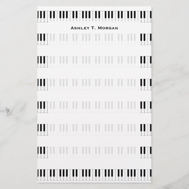 Music: Piano Keyboard Pattern Stationery (Front)