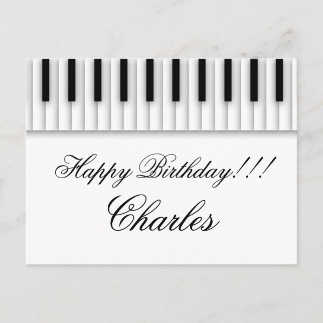 Music Piano Keys Black White Postcard (Front)