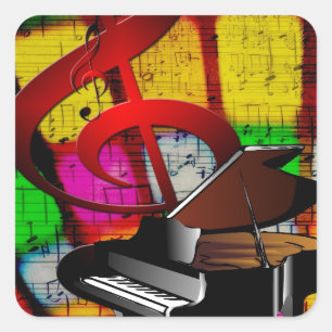 Music Piano Keys Notes Teacher Destiny Instruments Square Sticker