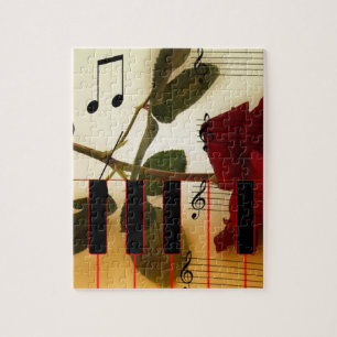 Music Piano Keys Notes Teacher Roses Instruments Jigsaw Puzzle