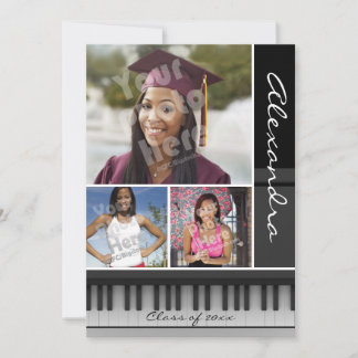 Music Piano Keys, Photo Graduation Invitation