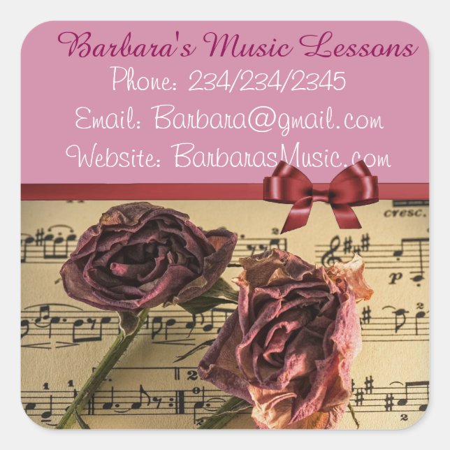 Music Piano Lessons Promotional Stickers (Front)