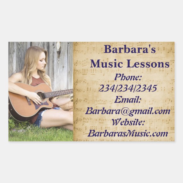 Music Piano or Violin Lessons Promotional Stickers (Front)