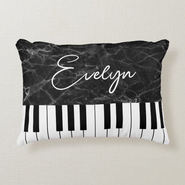 Music Piano Themed Throw Pillow Pianist  (Front)