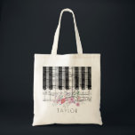 music piano wildflowers floral name tote bag<br><div class="desc">music piano floral personalized name bag</div>