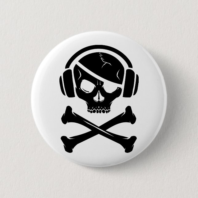 Music Pirate Piracy anti-riaa icon 2 Inch Round Button (Front)
