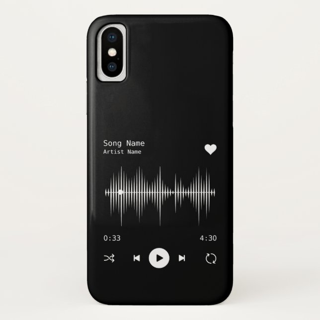 Music Player Artist and Song Personalized Black Case-Mate iPhone Case (Back)