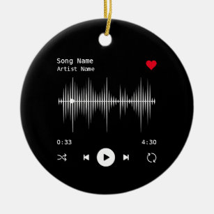 Music Player Artist and Song Personalized Black Ceramic Ornament