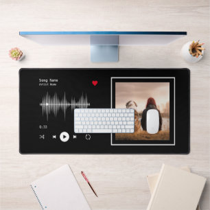 Music Player Artist and Song Personalized Black Desk Mat