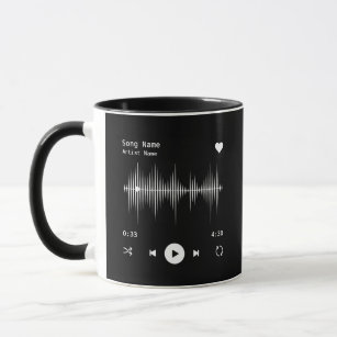 Music Player Artist and Song Personalized Black Mug