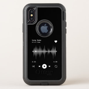 Music Player Artist and Song Personalized Black OtterBox Defender iPhone X Case