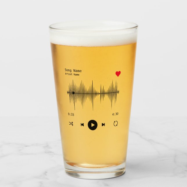 Music Player Artist and Song Personalized Glass (Front Filled)