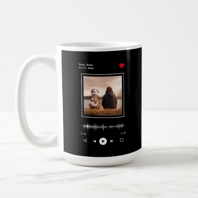 Music Player Artist and Song Personalized Photo Coffee Mug (Left)
